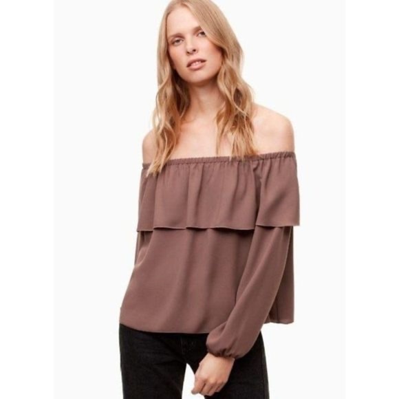 Aritzia-wilfred morel off shoulder blouse (Size: medium) - Picture 1 of 7